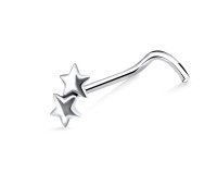 Double Stars Silver Curved Nose Stud NSKB-1008
